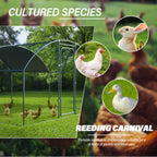 SNDM Chicken Coop Large Metal Chicken Run Upgrade Wire Mesh Chicken Pen with Water-Resident And Anti-Uv Cover, Duck Rabbit House Outdoor
