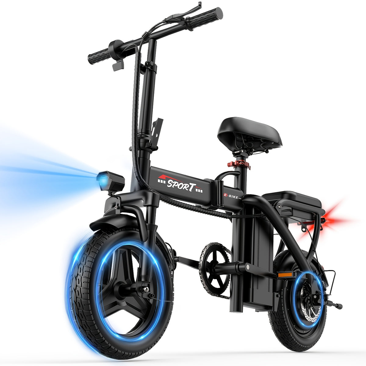 Z6 Electric Bike for Adults And Teens, 650W Folding Electric Bike, 48V 7.8Ah Removable Lithium Battery, Stylish 14 Inch Commuter Electric Bike, Double-person Mini Bicycle, Best Value Choice