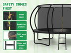 Polar Aurora Outdoor Trampoline, 10FT 12FT 14FT 16FT Recreational Trampoline for Adults, Trampoline with Safety Enclosure Net, Wide Ladder And Anti-Rust Coated Frame