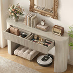Console Table for Entryway or Behind the Sofa with Two Storage Drawers and a Clean Fluted Front Design