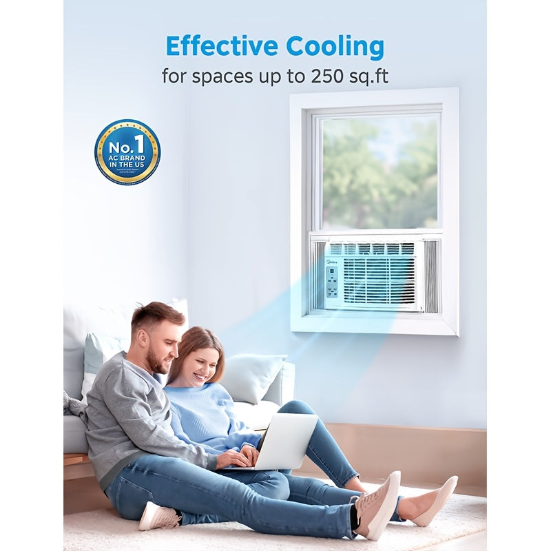 [Midea 5000 BTU Window AC] Midea 5000 BTU Window Air Conditioner, Cool Up to 150 Sq.Ft, Mechanical Knob/ Electronic Digital Control, Window Mount AC for Small Bedroom Office, White
