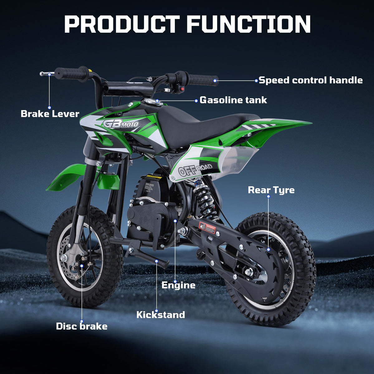 2026 New Style 37cc 4-Stroke Gas Powered Mini Dirt Bike, Top Speed 18 MPH with Up to 27 Miles Riding Range, Compact Off-Road Motorcycle for Teens and Adults, Air-Cooled Engine, Easy Pull Start System, Durable Steel Frame Construction, Front and Rear Disc