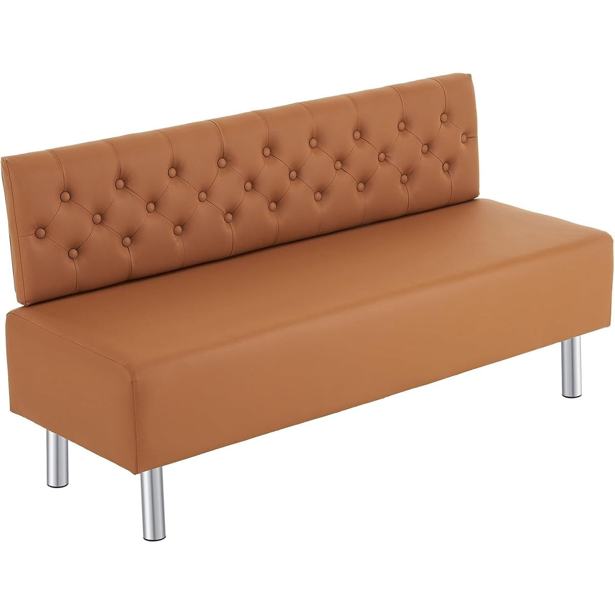 LEADZM Waiting Room Bench with Back, 58.6'' Office Guest Chair Upholstered Reception Seating, Lobby Furniture for Beauty Salon Barbershop Airport Bank Hall Room Conference, Button Tufted