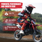 Gift Ideas Dirt Bike - 49CC 2-Stroke Dirt Bike - Gas Powered Off Road Motorcycle - 2 Stroke Dirtbike Motorcycle - Mini Bike - Pocket Motorcycle With Front And Rear Disc Brake - Max Speed 24MPH - And Outdoor Play Motorcycle - Without Battery