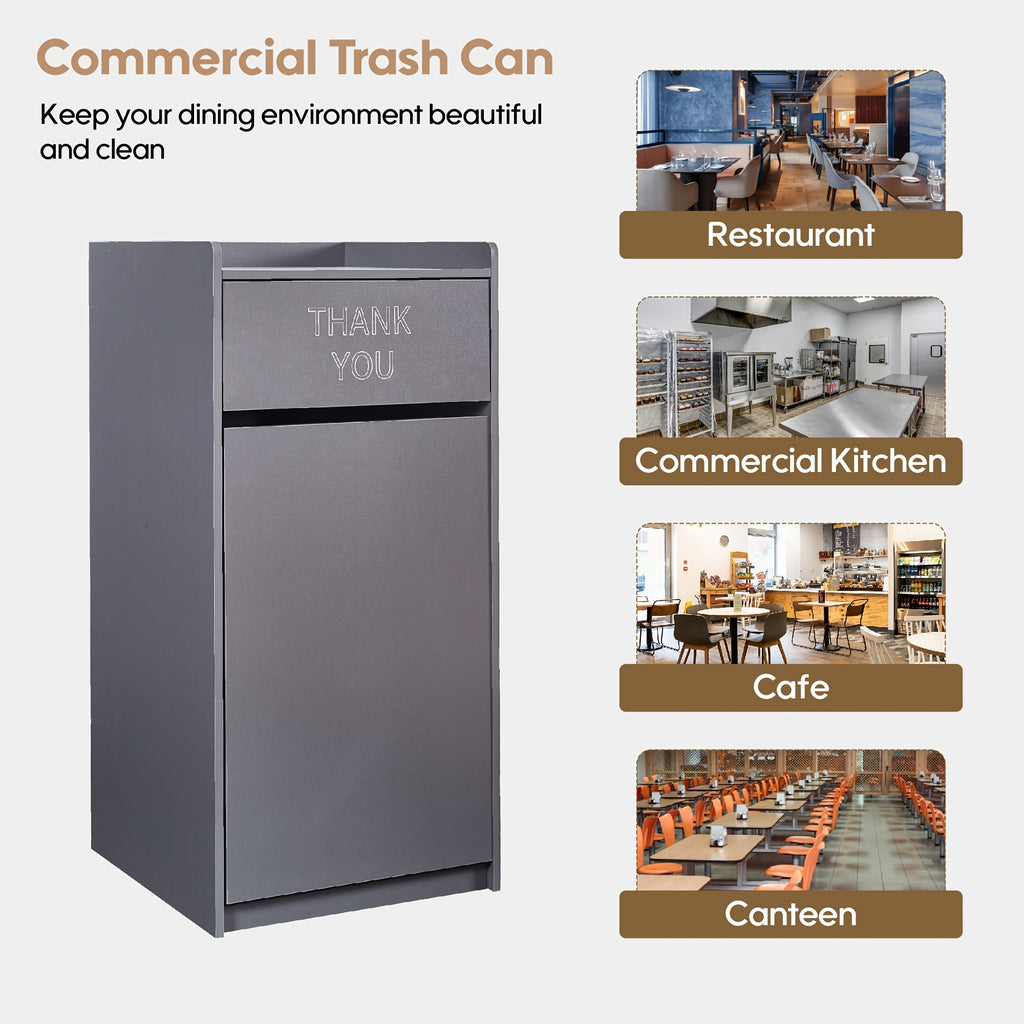 Large 40-Gallon Wooden Waste Bin with a Tray Top, Featuring a Spacious Design, Easy-To-Clean Surface, And Compact Storage, Perfect for Offices, Restaurants, And Kitchen Cabinets