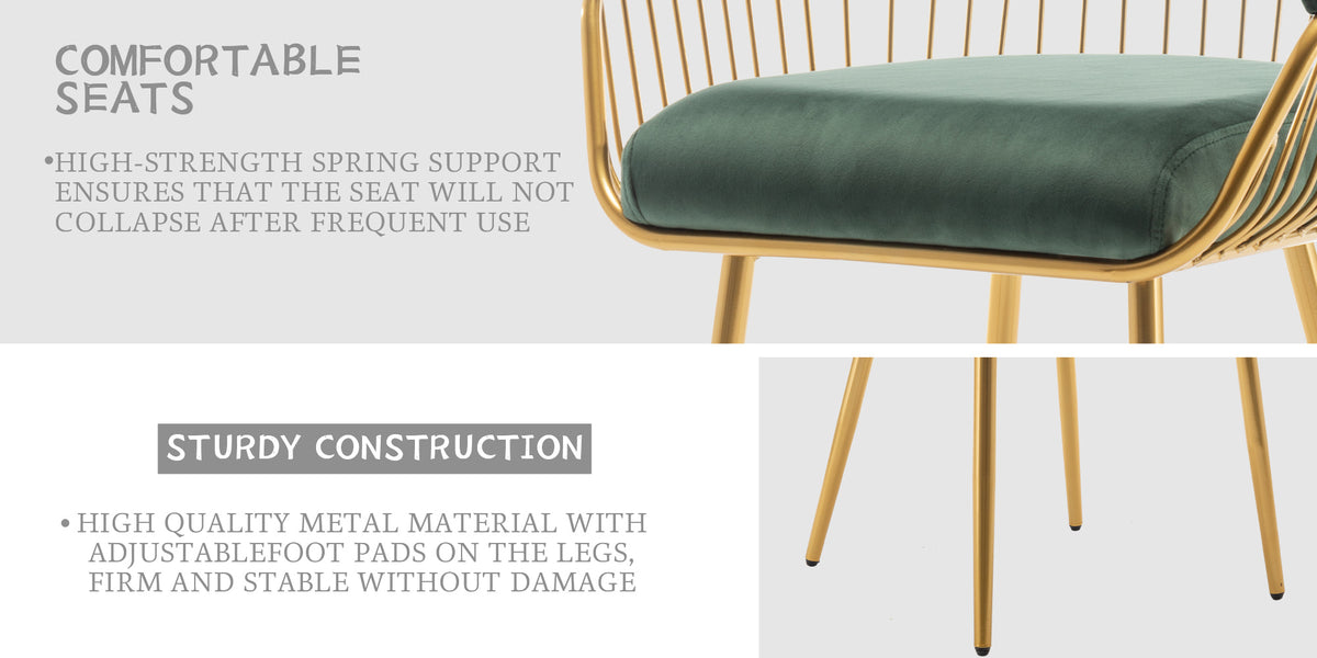 DYHOME 2pcs Modern Reception Chairs Visitor Chairs for Office, Living Room, Kitchen, Elegant Fabric Accent Chair with Comfortable Padded Back and Metal Legs