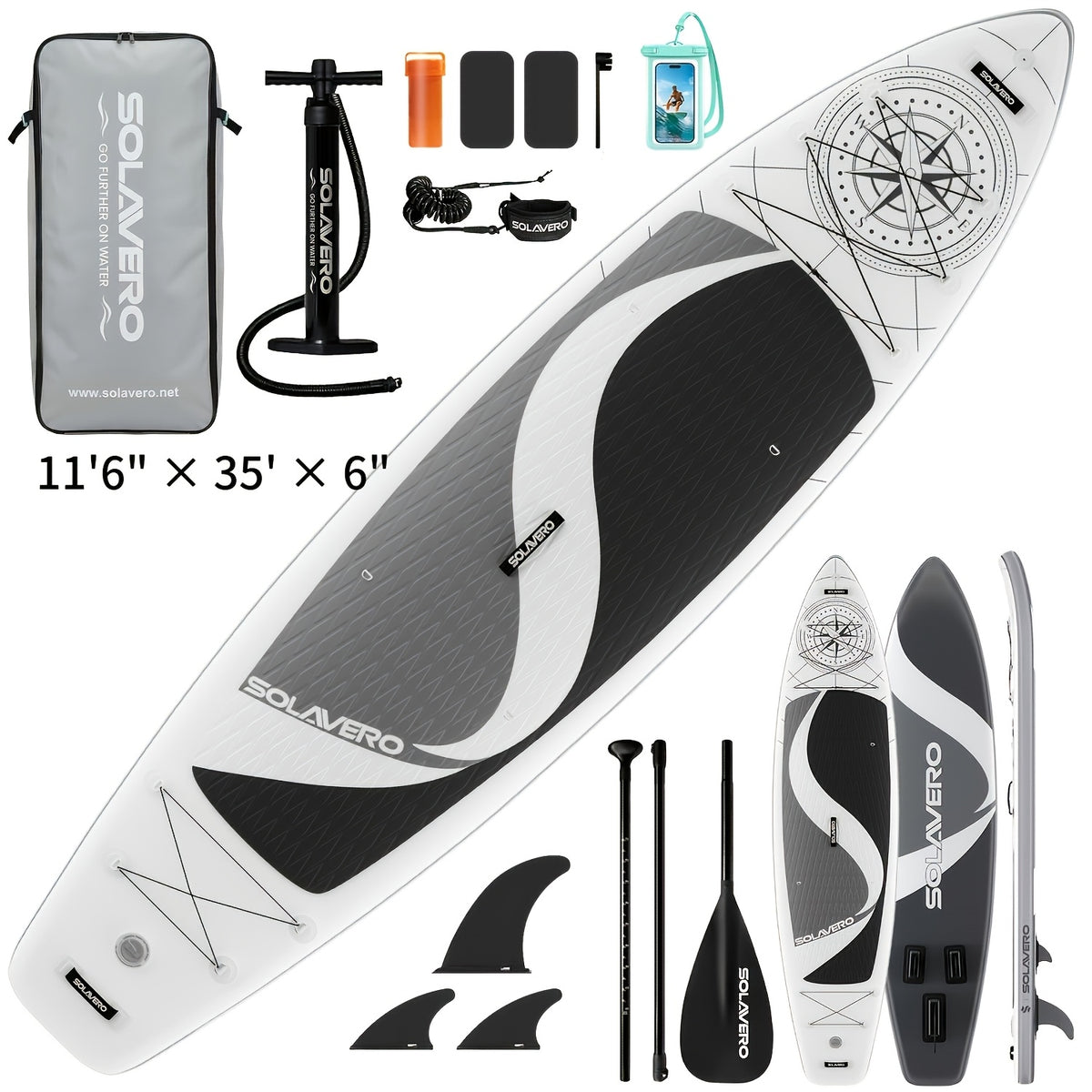 11'6'' Inflatable Paddle Board With Premium SUP Board Accessories, Paddle Board With Anti-Slip EVA Deck For Youth&Adults Of All Skill Levels, SUP Board With Seat For Yoga, Fishing, Surf