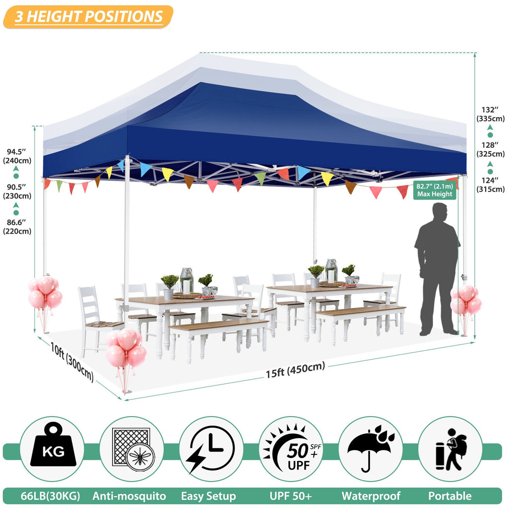 Hoteel 10x15 Heavy Duty Pop Up Canopy Tent with 4 Sidewalls, Commercial Gazebo Party Tent with Mosquito Netting Wall Easy Up Outdoor Instant Screen Tent for Backyard, Beach, Patio, Garden