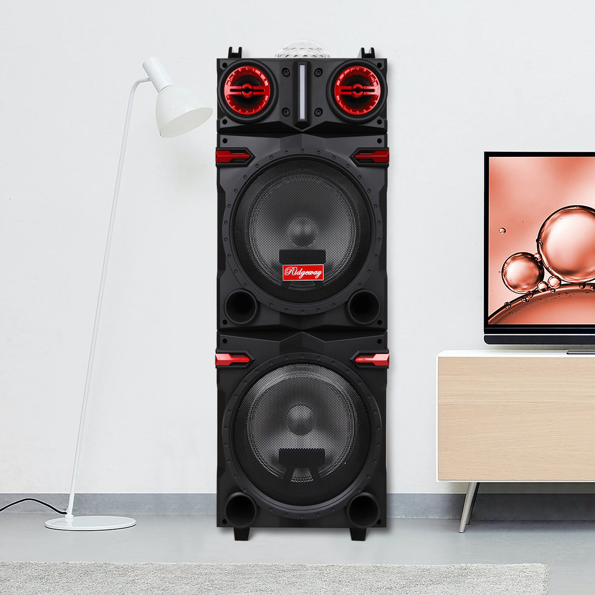 Sound Portable Party Bluetooth Speakers Loud Sound Powerful, DJ Sound Stereo Loud Bass Karaoke Machine with Sound Reactive Party Lights, USB/SD Input and Telescopic Pull Rod, Remote Control