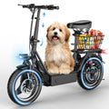 749W Peak Power, 48V 15AH Electric Scooter for Adults, with Seat and Basket, Speed up to 19.9MPH, 35-mile Range, Equipped with 14-inch Tires - the Ideal Companion for Your Commuting and Shopping Needs!