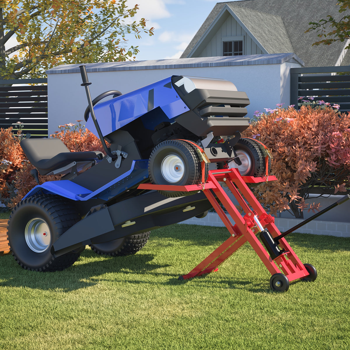 Sturdy 500 Lbs Capacity Lawn Mower Lift Jack - with Hydraulic Jack · Riding Mower Lift Foldable Design | for Zero Turn Mower Lift and Garden Tractors - for Mower Maintenance or Repair