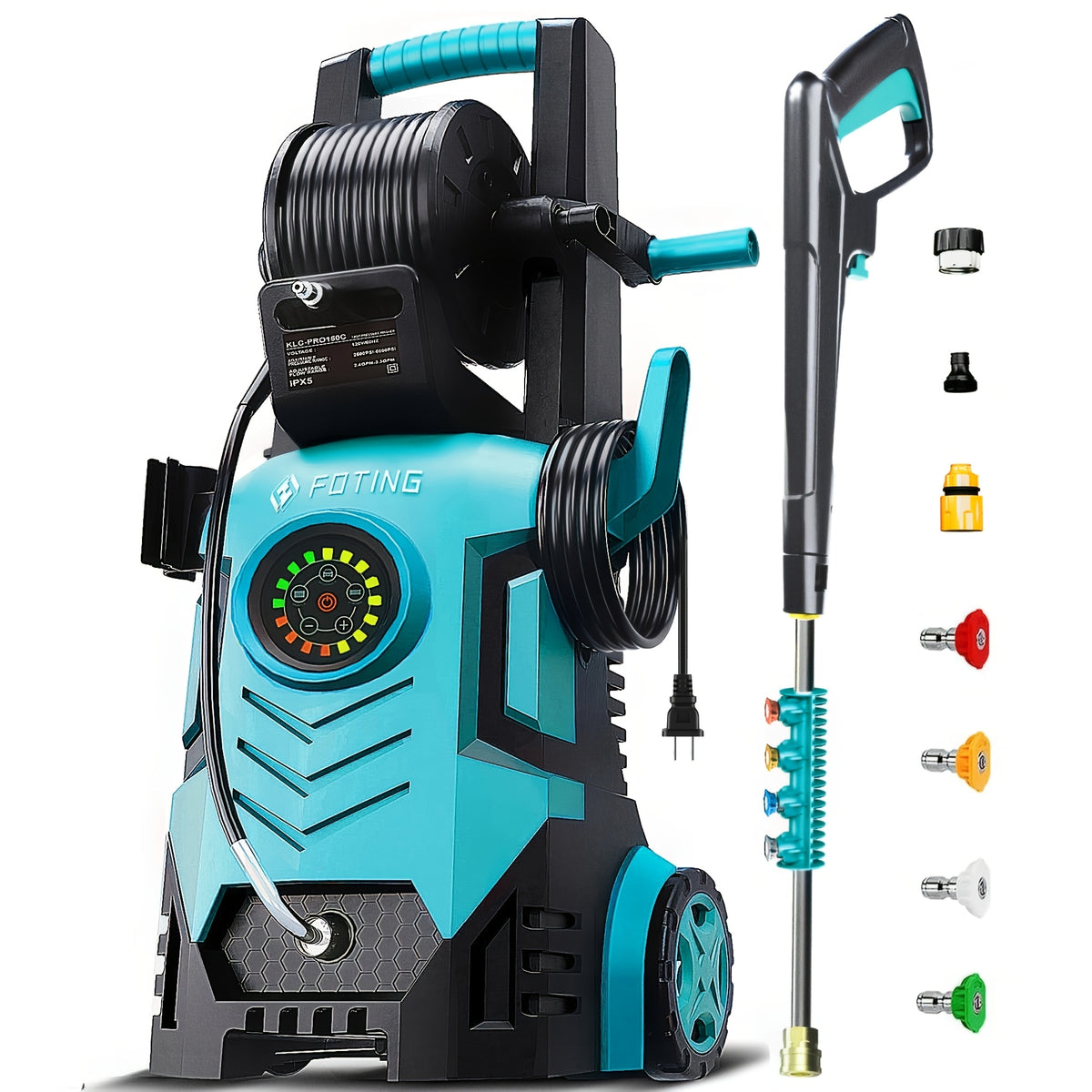 2026new Pressure Washer 5000PSI 2.4GPM-3.6GPM with Adj-8-Level Touch Screen, 34" Tall Power Washer, 4 Quick Connect Nozzles, Inlet Hose&Filterfor Cars/Fences/Driveways