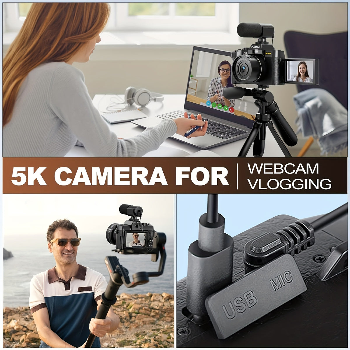 NBD Digital Cameras for Photography 5K, 48MP Autofocus Vlogging Camera for YouTube with 32GB TF Card & 2 Batteries, 16X Zoom Anti-Shake Video Camera with 52mm Wide Angle And Macro Lens., Social Media Content Creation, Youtube Content Creation