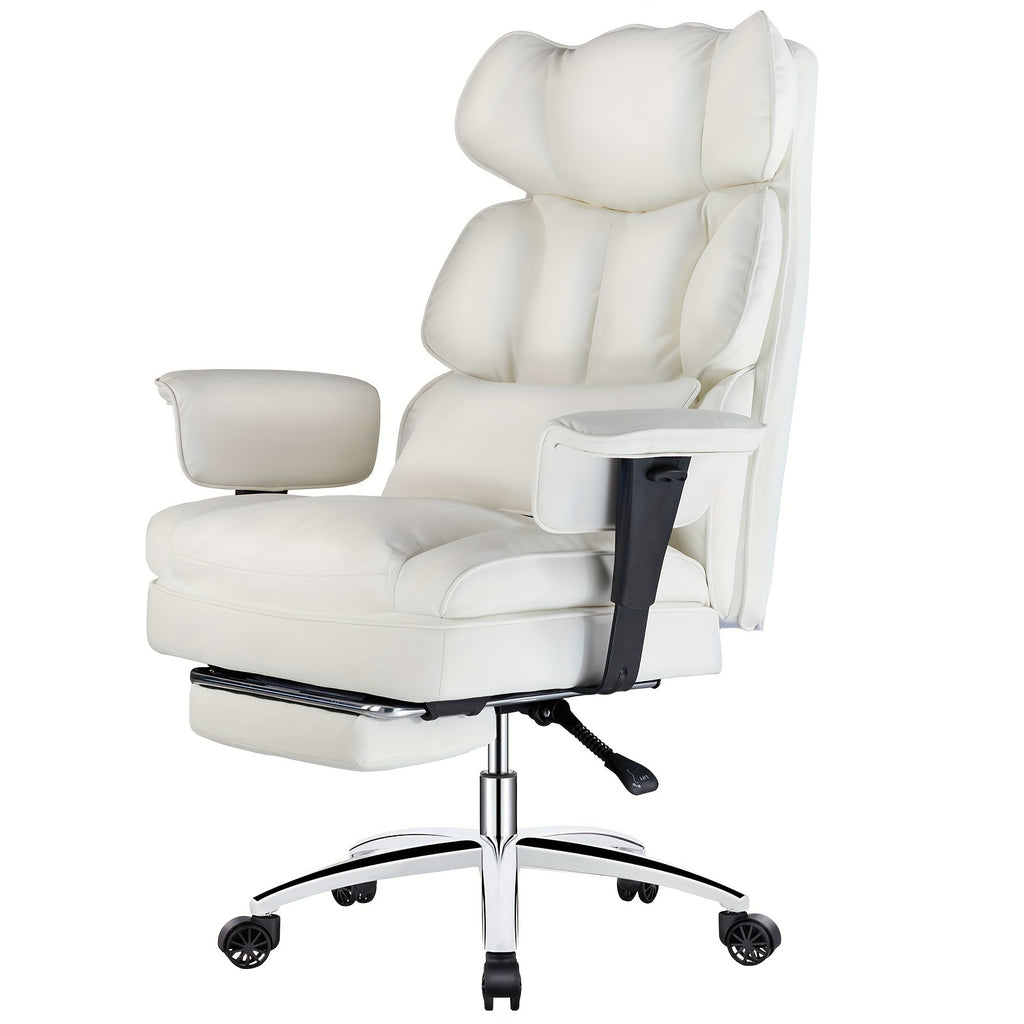 Home Office Reclining Desk Chair, Big and Tall High Back Executive Computer Task Chair with Leg Rest and Lumbar Support, Adjustable Height and Footrest, Armrest
