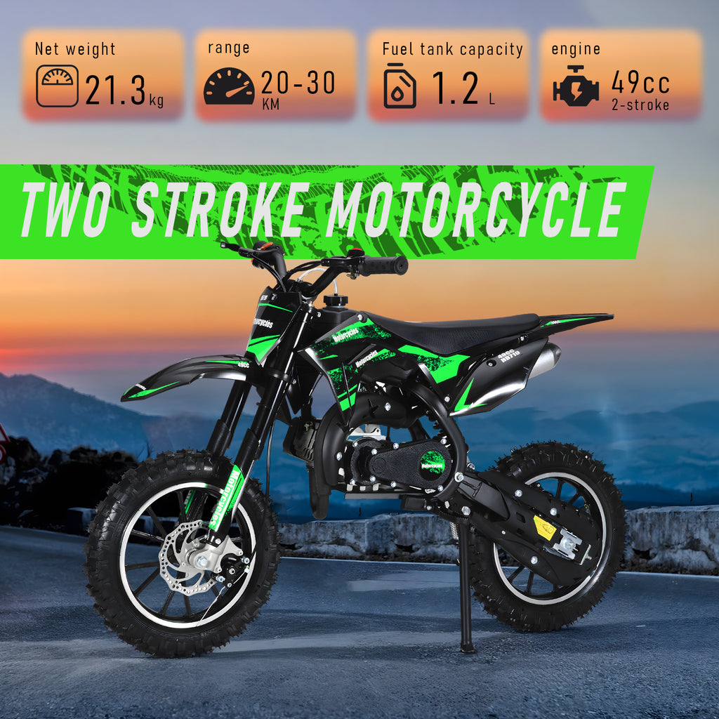 Mini Motorcycle Mini Dirt Bike, 49cc 2-stroke Gas Powered Motorcycle, with External Rotary Tires, Front Disc Brakes, Pocket Motorcycle, up to 20 Mph, Max Load 330 Lbs