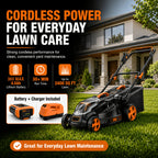 36V Brushless 19"/16" Cordless Lawn Mower with 4Ah Battery, 36V Battery Powered Walk-Behind Push Mowers, 6 Cutting Heights (25-75mm), 2-in-1 Mulching & Grass Collection, Foldable Handle for Vertical Storage