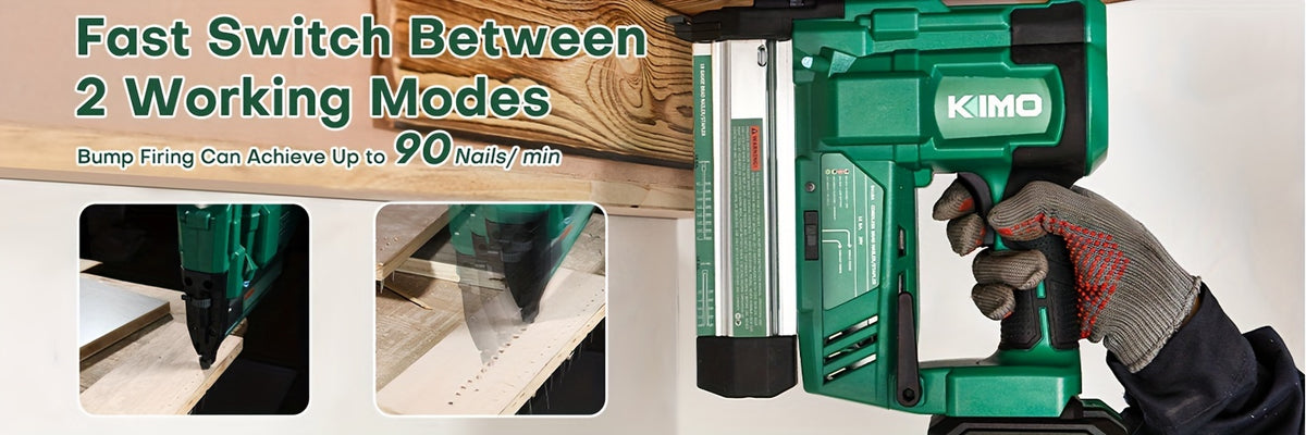 Cordless Brad Nailer and Stapler for Home Improvement and Woodworking, KIMO Battery-Powered Tool