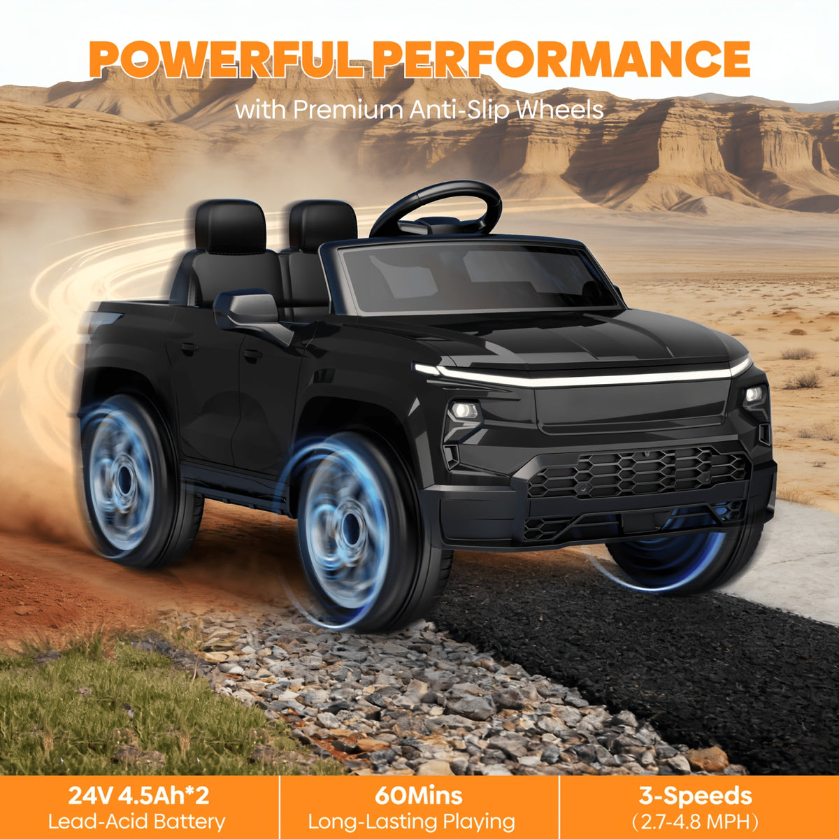 24V Remote Control Electric Car, One-Key Soft Start Anti-Jerk Design, LED Lights Music Entertainment, Seat Belt Protection, Easy Assembly, Perfect Birthday Holiday Gift