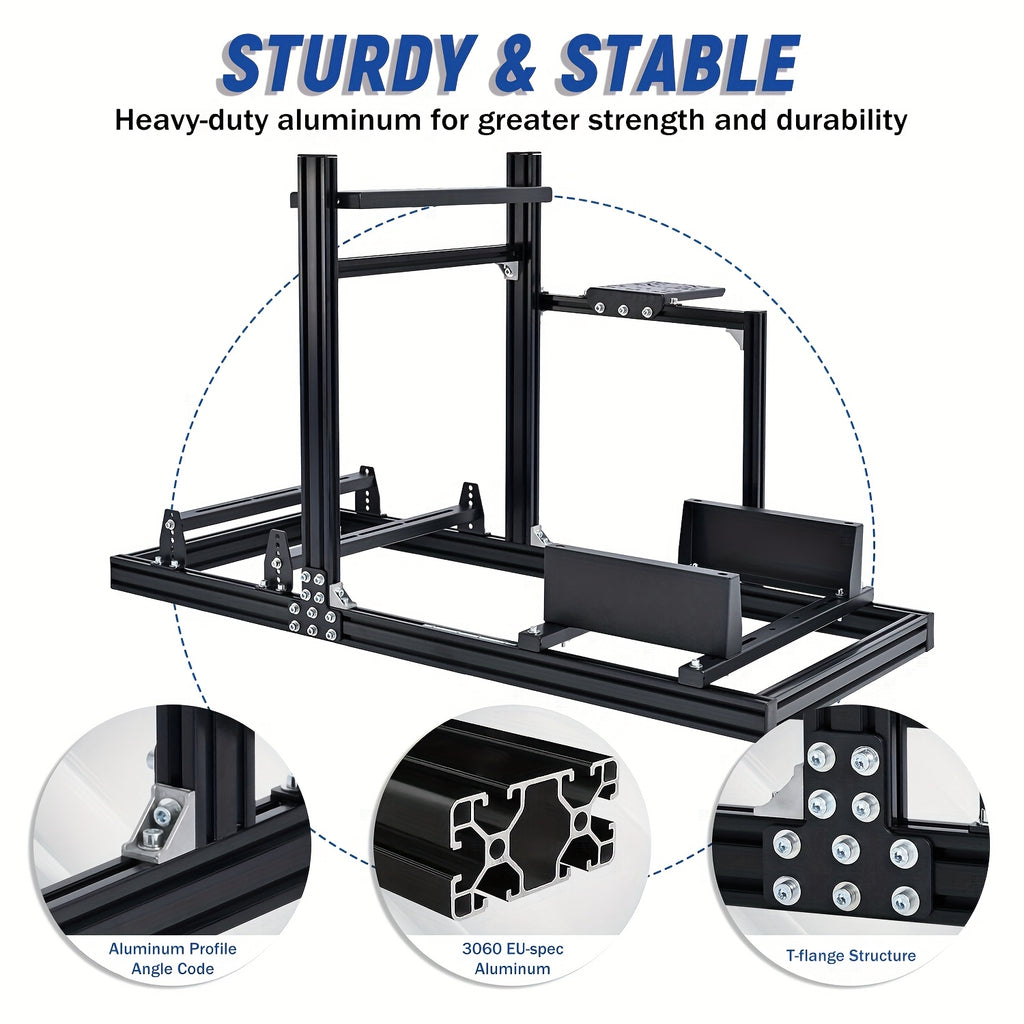 Mokapit More Sturdy Aluminum Alloy Racing Simulator Cockpit Fits for Logitech/ Thrustmaster/ Fanatec/ Moza G29 G920 G923 T300RS Gaming Steering Wheel Stand Excludes Shift Levers Steering Wheels Pedals