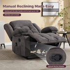 Manual Recliner Chair with Massage And Heat Ergonomic Overstuffed Breathable Fabric Reclining Chair with 2 Side Pockets, 2 Cup Holders, Remote Control, for Game & Recreation Room Furniture