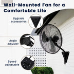[Wall Mount Fan] 2pcs Wall Mount Fan - 20 Inch Oscillating, 3-Speed High Velocity, Max. 7000 CFM, Industrial Wall Fan for Indoor, Commercial, Residential, Warehouse, Greenhouse, Workshop, Basement, Garage, Black