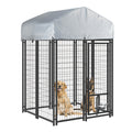 Outdoor Dog Kennel for Large Dogs, Heavy-duty Welded Wire Steel Dog Playpen Fence with Secure Lock, Rotating Dog Bow, Pet Run with UV-Resistant