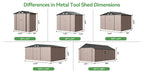12x20x9.3/12x14/6x4ft Metal Storage Shed - Outdoor Garden Shed Kit, Lockable Tool Shed, Backyard Shed with Double Hinged Doors, 4 Windows, Carport for Car, Truck, Bike and Lawn Mower & Equipment, Brown