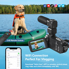 DINGETU 5K Video Camera Camcorder, 64MP WiFi Vlogging Camera for YouTube with IR Night Vision, 18X Digital Zoom, 3" Touch Screen, Webcam, Microphone, Remote Control & 2 Batteries