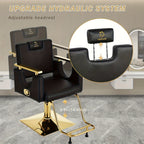 Salon Chair Hydraulic Barber Chair 360 Degrees Rolling Swivel Barber Chairs, Hydraulic Reclining Barber Chair for Barbershop Hair Salon Spa Equipment