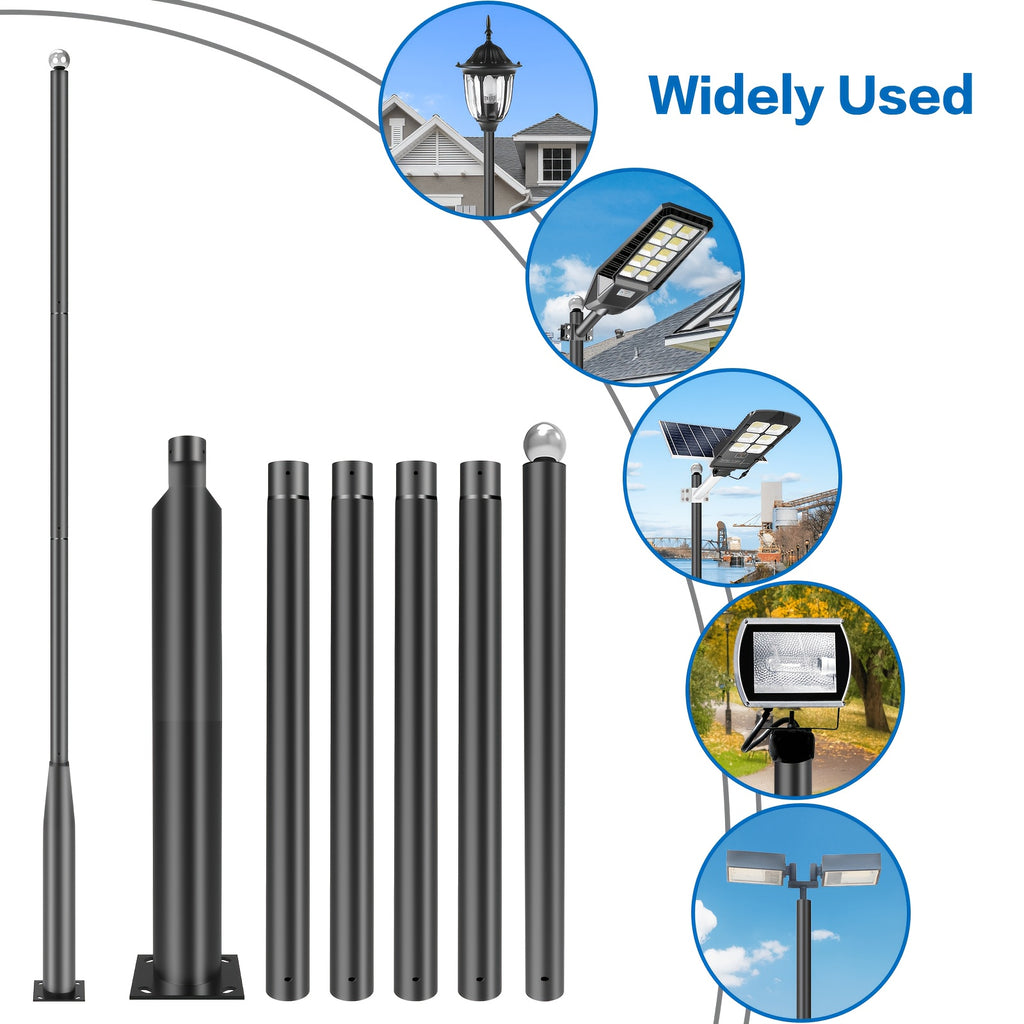 LP20FT 20ft Street Light Pole, Solar Street Light Pole, For Outdoor Lighting, Street Light Pole Assembly For Porch, Park, Pathway, Street