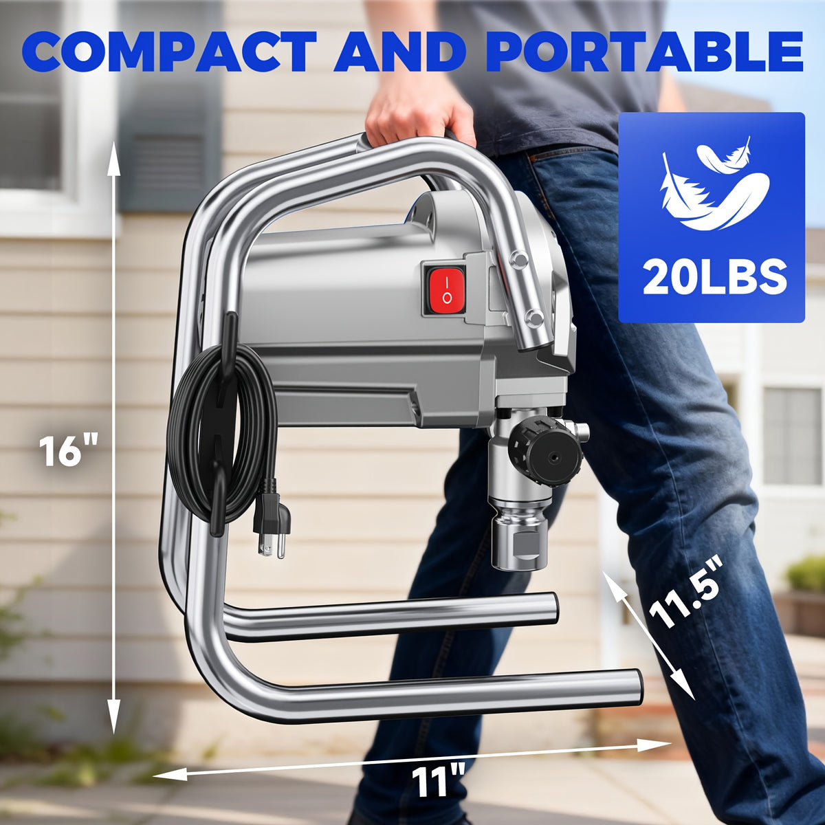 1200W Heavy-Duty Airless Paint Sprayer, 3300PSI High Pressure And 40.58oz/Min High Flow for Fast Painting, Up to 30% More Coverage with Less Overspray, for House Painting, Interior/Exterior Walls, Fences, Furniture. Gift for Father, Dad And Husband