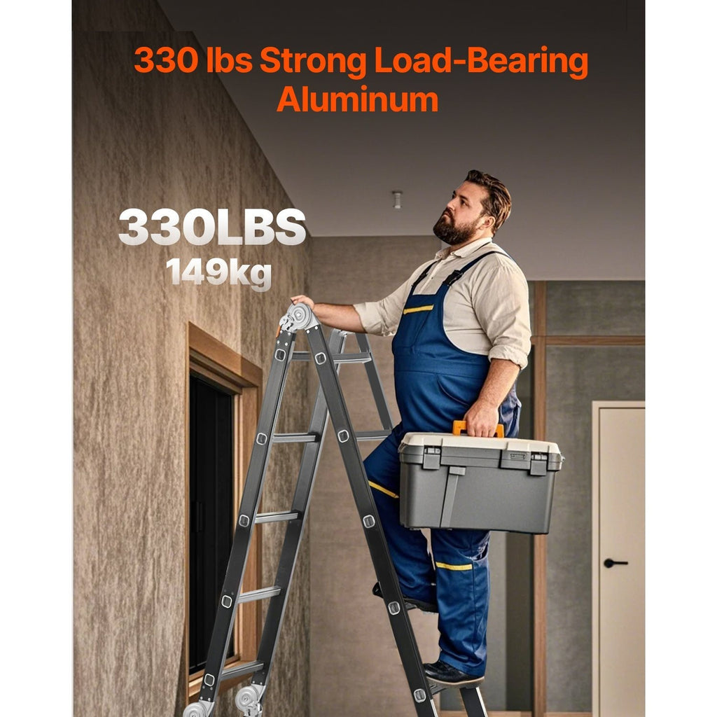 VEVOR Multi-Purpose Folding Ladder 7-in-1 3/4/5 Step 15.5ft with Scaffolding Plank/No accessories