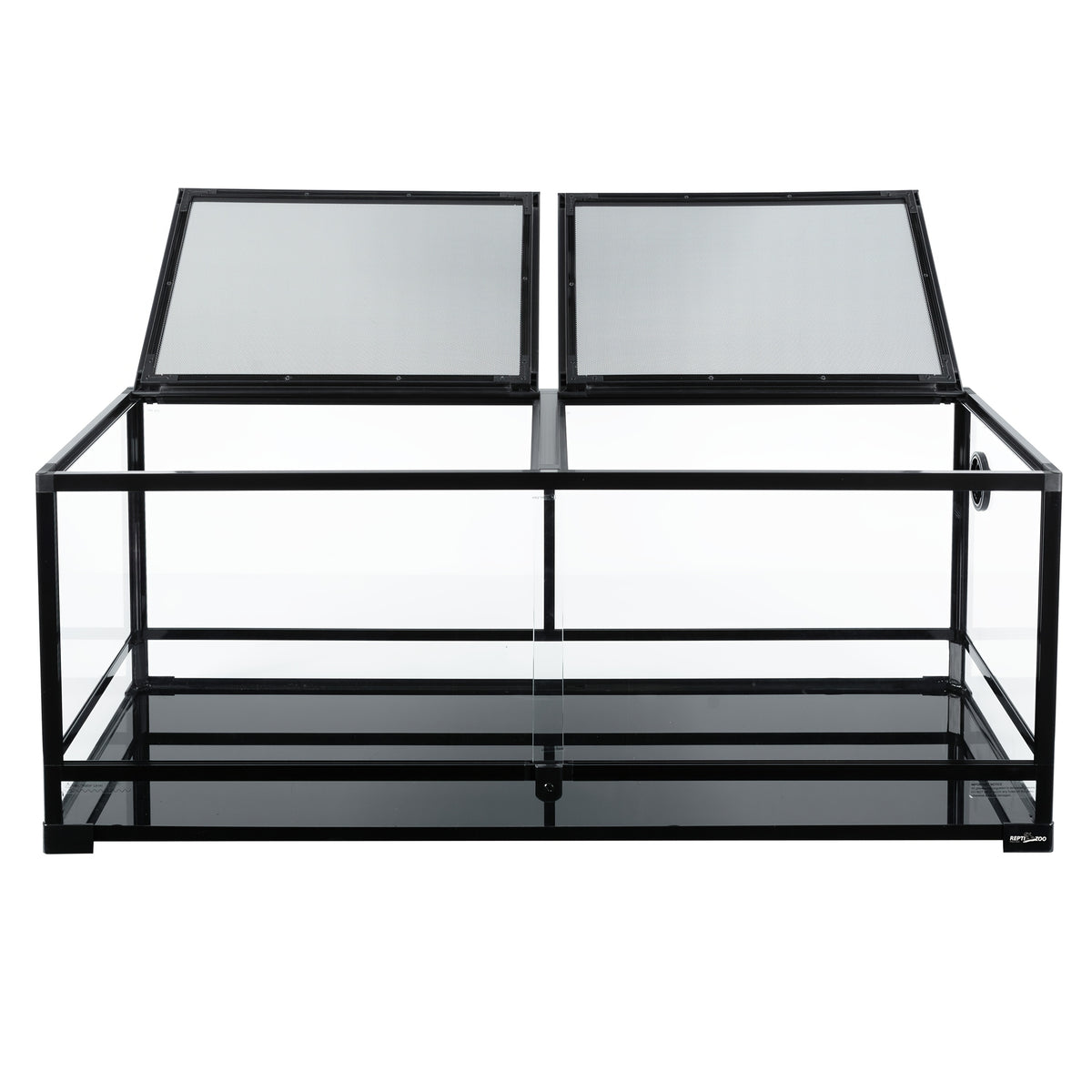REPTI ZOO 64 Gallon Reptile Large Terrarium Upgrade Glass Front Opening Tank Sliding Door With Double Top Lid Reptile Terrarium About 48" X 18" X 18"