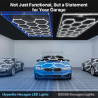 High-brightness LED Garage Light. Hexagonal Honeycomb Garage Light, Barber Shop Ceiling Light, Modern Design, Single Tube 850 Lumens, Framed LED Light Total 58650 Lumens