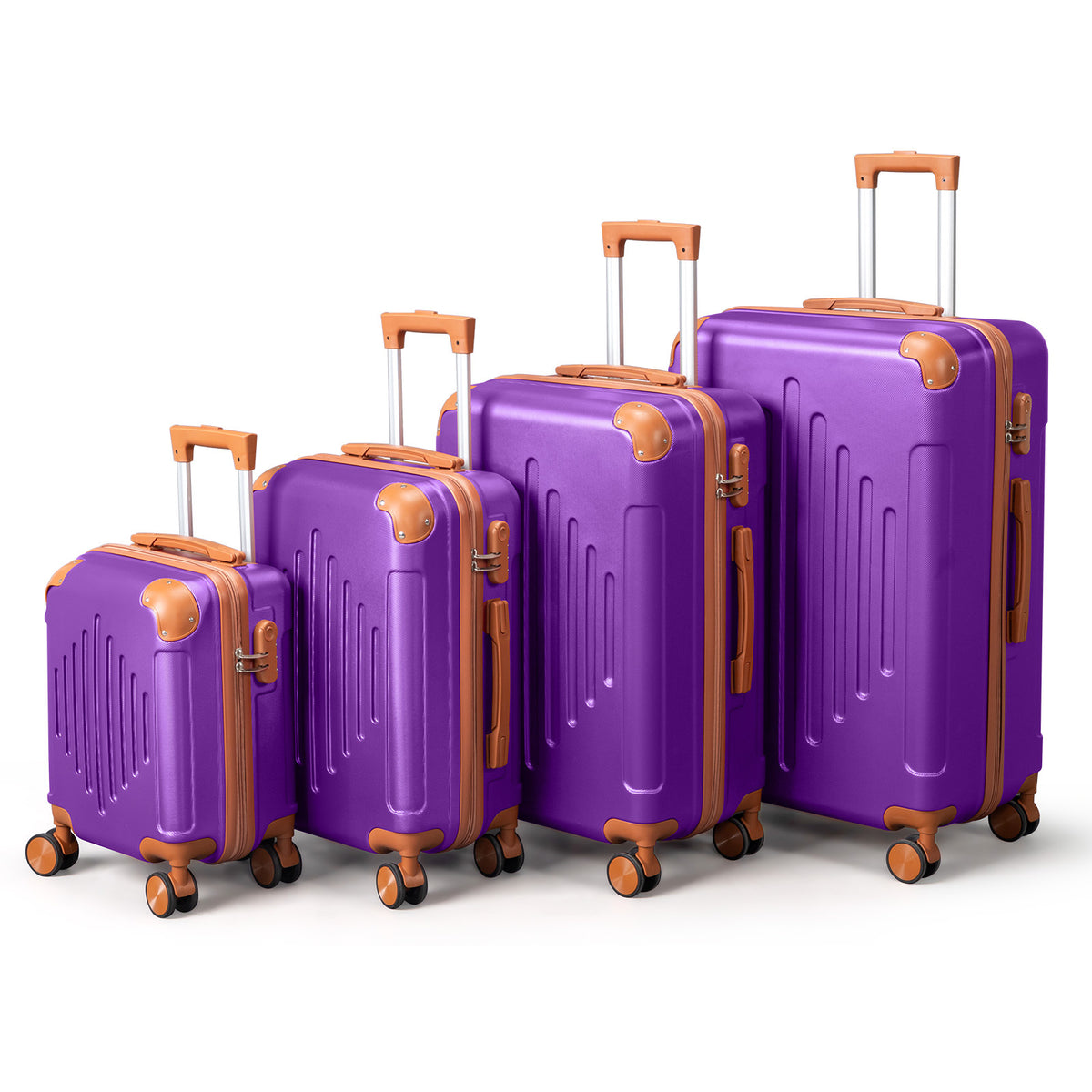 4 Pc Luggage Sets, Durable Hard Shell 4 Piece Set Suitcase with Spinner Wheels, Hardside Lightweight Luggage set, Large Travel Luggage Set (16"20" 24" 28"), mixed color