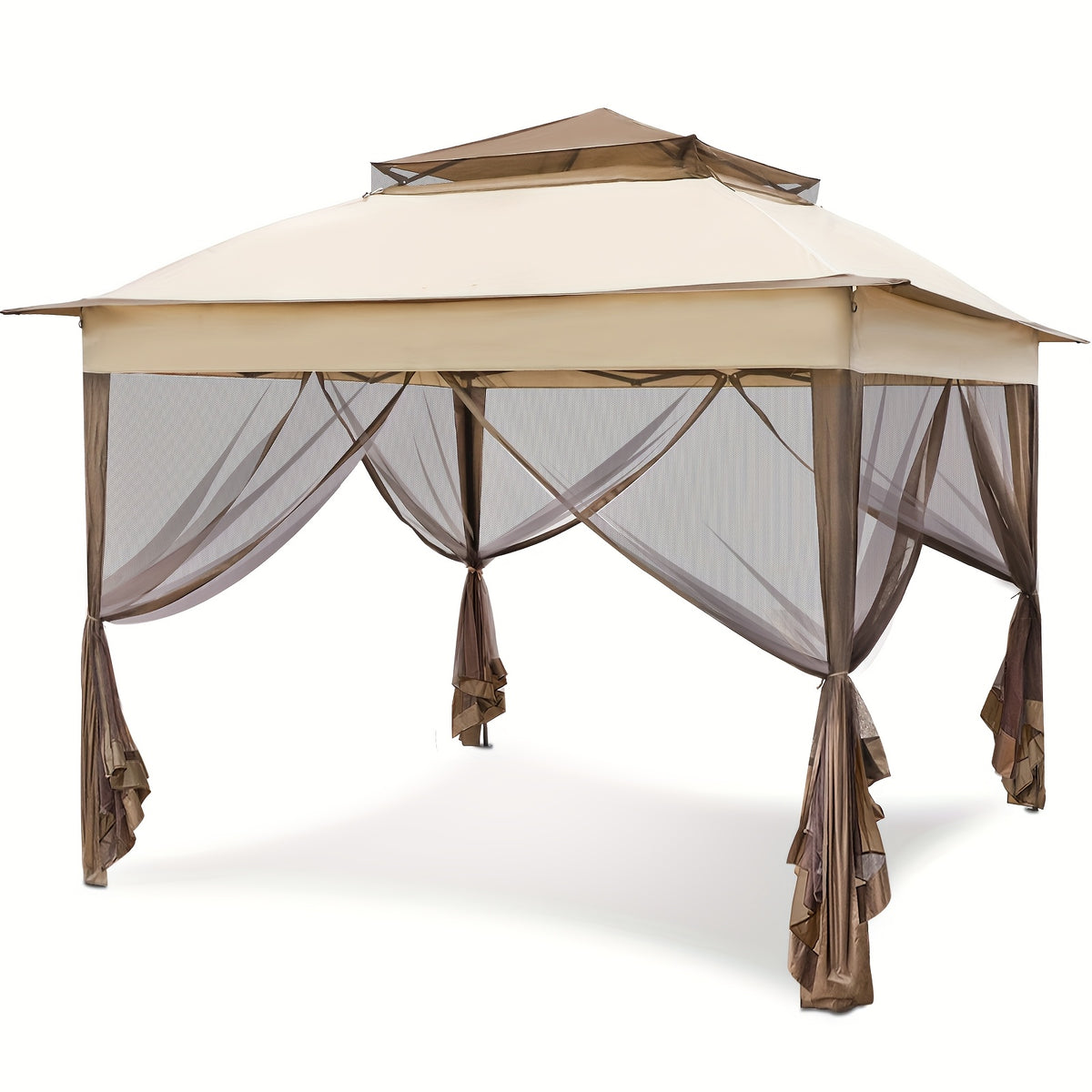11x11 Instant Pop-Up Gazebo Tent with Mosquito Netting Suitable for Outdoor, Portable Canopy for Camping, Picnic, Backyard, Poolside - Setup, No Assembly Required, Lightweight Frame & Netted Walls for