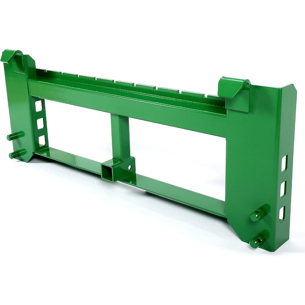 Trailer Pallet Fork Frame Attachment Compatible with 200 300 400 500 Series Loaders Skid Steer Hitch Rated 3000 LB Recciver Alloy Steel Green