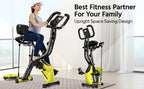 HASIMAN Foldable Indoor Exercise Bike for Home Gym Workout with Twister Disk And Arm Resistance Bands, Adjustable Resistance Fullybody Fitness Exercise Cycling