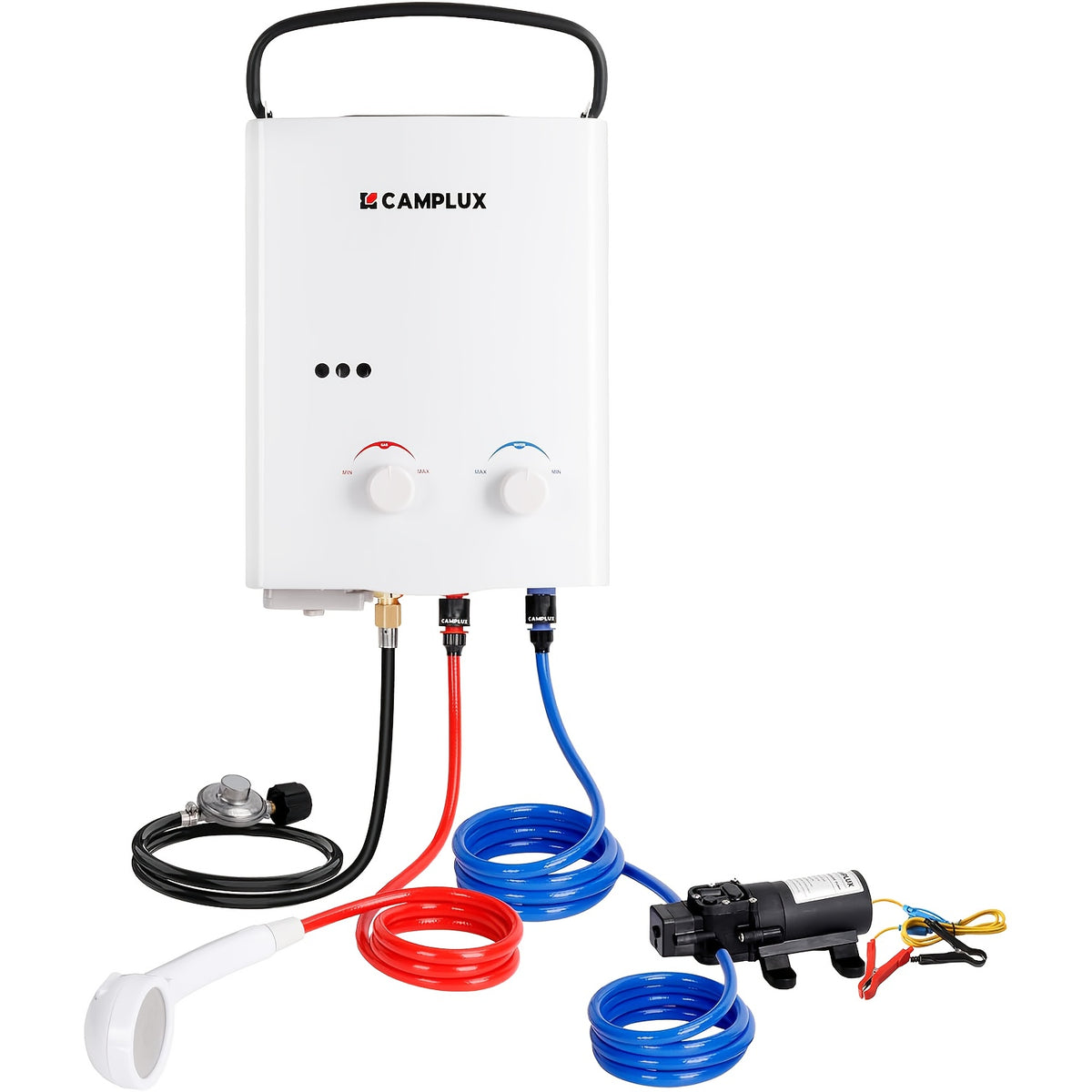 1.32gal 1.32 GPM Propane Tankless Water Heater, Outdoor Instant Hot Water System with 1.2 GPM Pump for Camping And RV Use