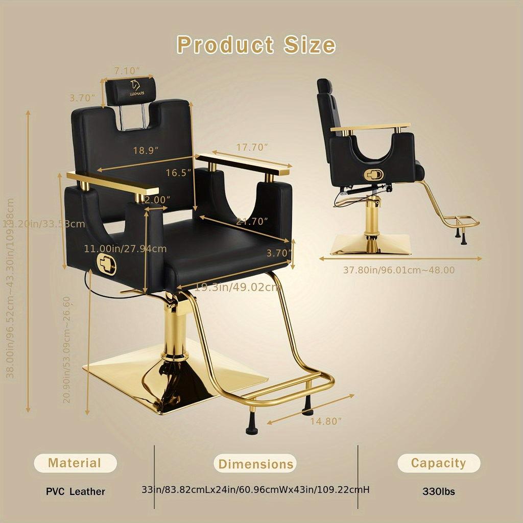 Salon Chair Hydraulic Barber Chair 360 Degrees Rolling Swivel Barber Chairs, Hydraulic Reclining Barber Chair for Barbershop Hair Salon Spa Equipment