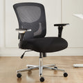 Big And Tall Office Desk Lumbar Support, 500LBS Heavy Duty Mesh Ergonomic Computer Chair With Arm And Wide Comfy Seat, Wheels For Adult, Extra-Large, Black