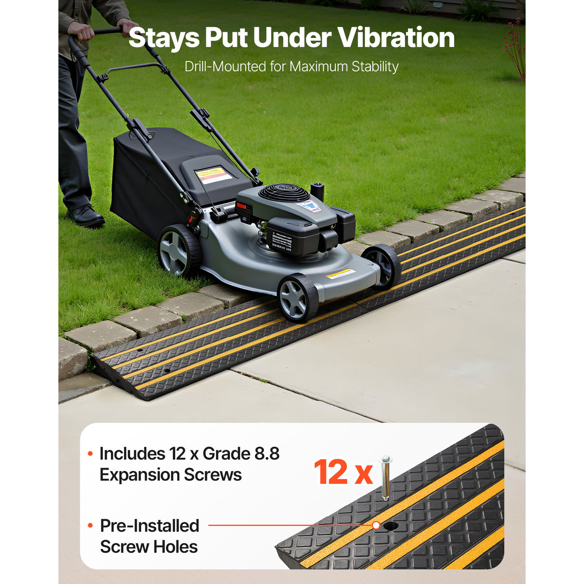 VEVOR 1 Pcs /2 Pcs / 3 Pcs Driveway Rubber Curb Ramp 33069 lbs 2.6 in Rise Threshold Ramp