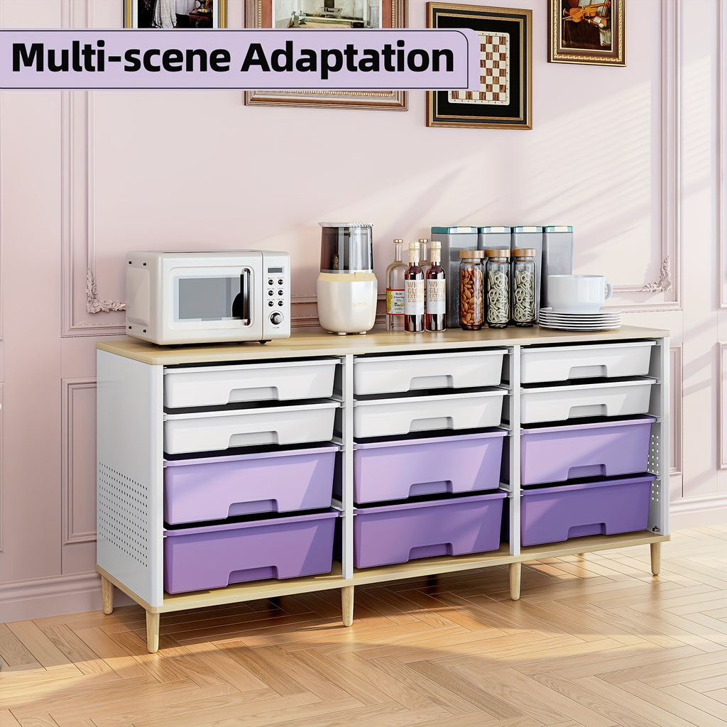 TOOLF 12 Drawer Storage Cabinet with Tabletop, Cube Organizer for Home & Office, Ideal for Living Room, Bedroom, Classroom, Playroom, And Craft Room, Storage Drawer Units