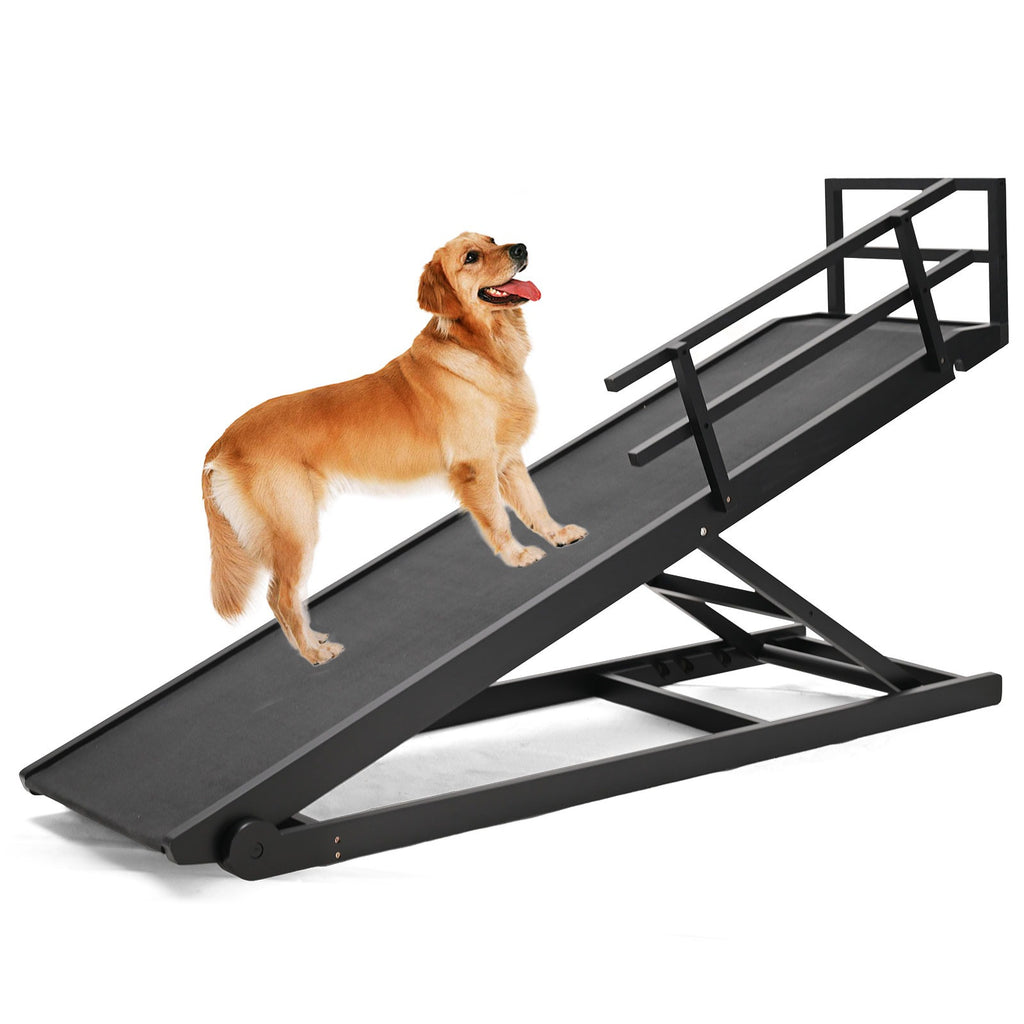 Dog Ramp, Adjustable Height Wooden Folding Pet Ramp for Bed, Couch,SUV-High Traction, Portable Paw Ramps for Small & Large Old Dogs & Cats - Furniture Quality