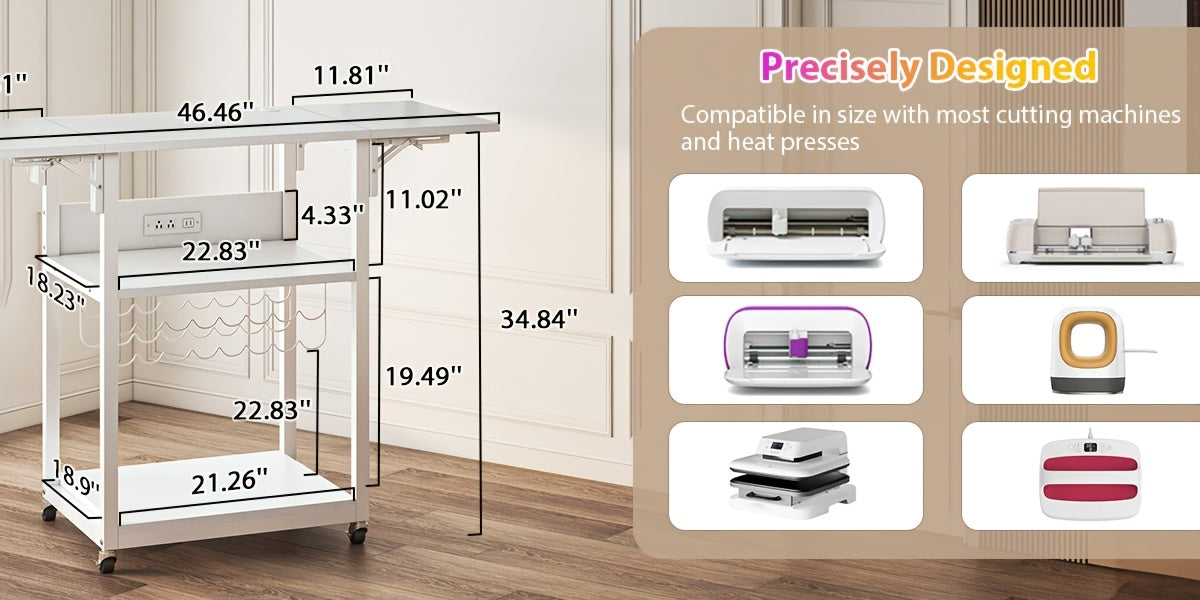 VISOUD 3-Tier Foldable Heat Press Machine Table, Portable Metal Stand with Vinyl Reel Holder, Heavy-Duty for DIY Sublimation Printer, White - Crafts, Crafts & Sewing Supplies, Heat Press Machine Accessories