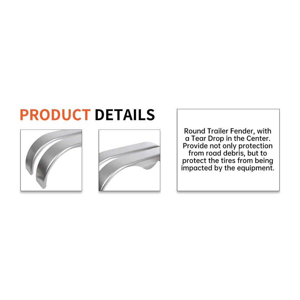 2Pcs Tandem Trailer Fender Double Axle Compatible with 13-15 Inch Wheels Teardrop Pair Enclosed Trailers 9" x 66" x 19.5" - Cold Rolled Steel (halloween & car accessories)