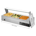 VEVOR Commercial Food Warmer, 1500W Electric Stainless Steel Steam Food Warmer with Glass Cover, Countertop Buffet Bain Marie with Three 1/2 Size / Five 1/2 Size Food Pans, for Catering, Restaurant, Party & Buffets