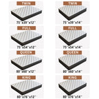 12in/14inch Twin, Full, Queen, King, Mattress Memony Foam And Spring, Medium Firm Mattress For Cooling, Pressure Relief, Edge Support & Motion Isolation Boxed