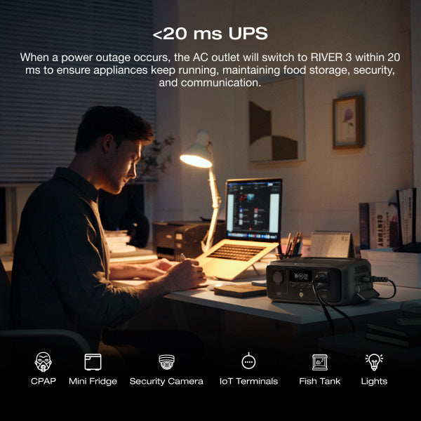 EcoFlow RIVER 3 230 Portable Power Station, 230Wh LiFePO4 Battery Power Station, 300W Up to 600W AC Output, <20 MS UPS & <30 dB, 1Hr Fast Charging Solar Generator for Home or Outside Use