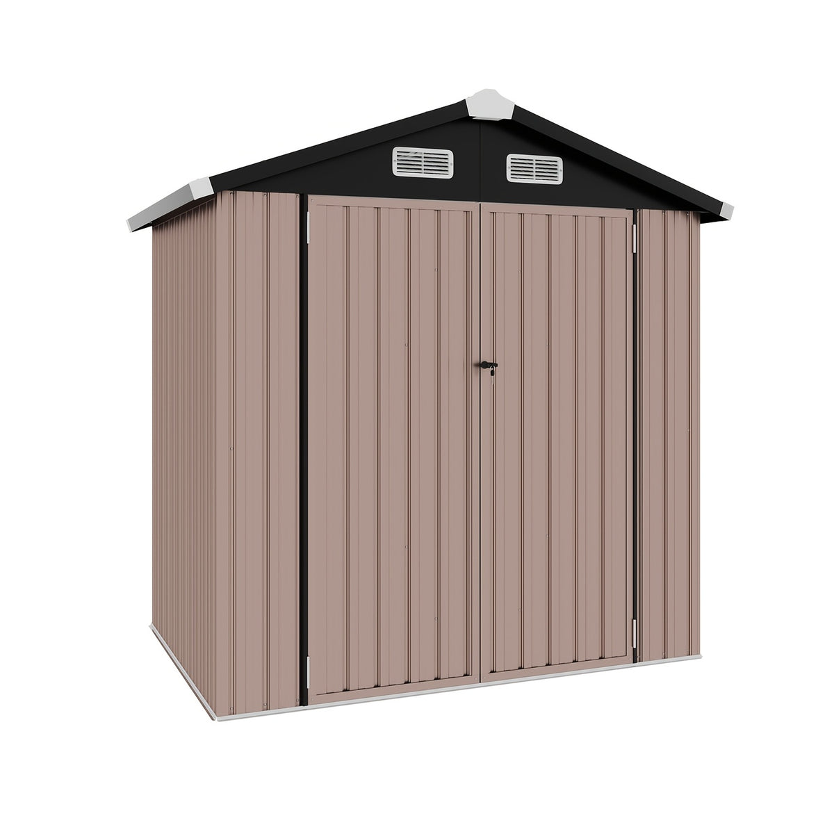 ULSMVOC 12X20X9.3/10X12/6X4 FT Metal Storage Shed - Outdoor Garden Shed Kit, Lockable Tool Shed, Backyard Shed with Double Hinged Doors, 4 Windows, Carport for Car, Truck, Bike And Lawn Mower & Equipment, Brown